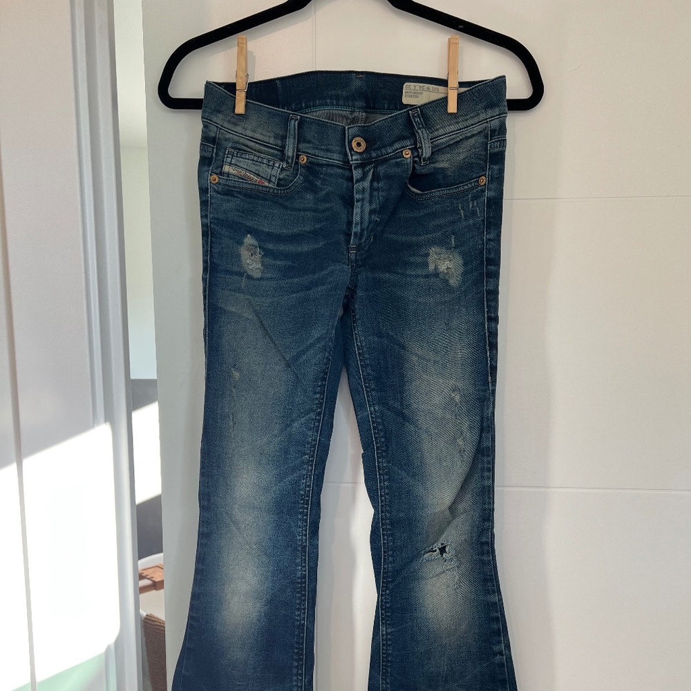 Womens Diesel Distressed Bootcut Jeans